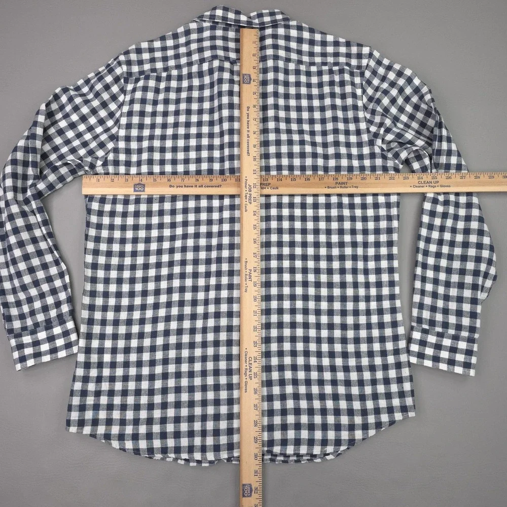 Banana Republic Shirt‎ Mens Large Blue Gingham Long Sleeve Linen Slim Fit Casual
